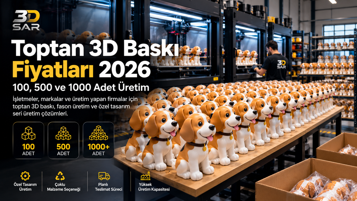Toptan 3D Baskı Fiyatları 2026 | 100, 500 ve 1000 Adet Üretim