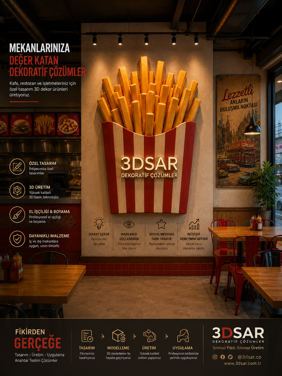 Dev Duvar Figürleri | Mağaza, Kafe ve İç Mekan İçin 3D Dekor - dev duvar figürü görseli 8