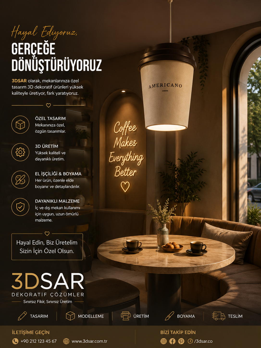 Dev Kahve Bardağı Dekoru | Kafe İçin Özel Ölçü 3D Üretim - dev kahve bardağı görseli 3