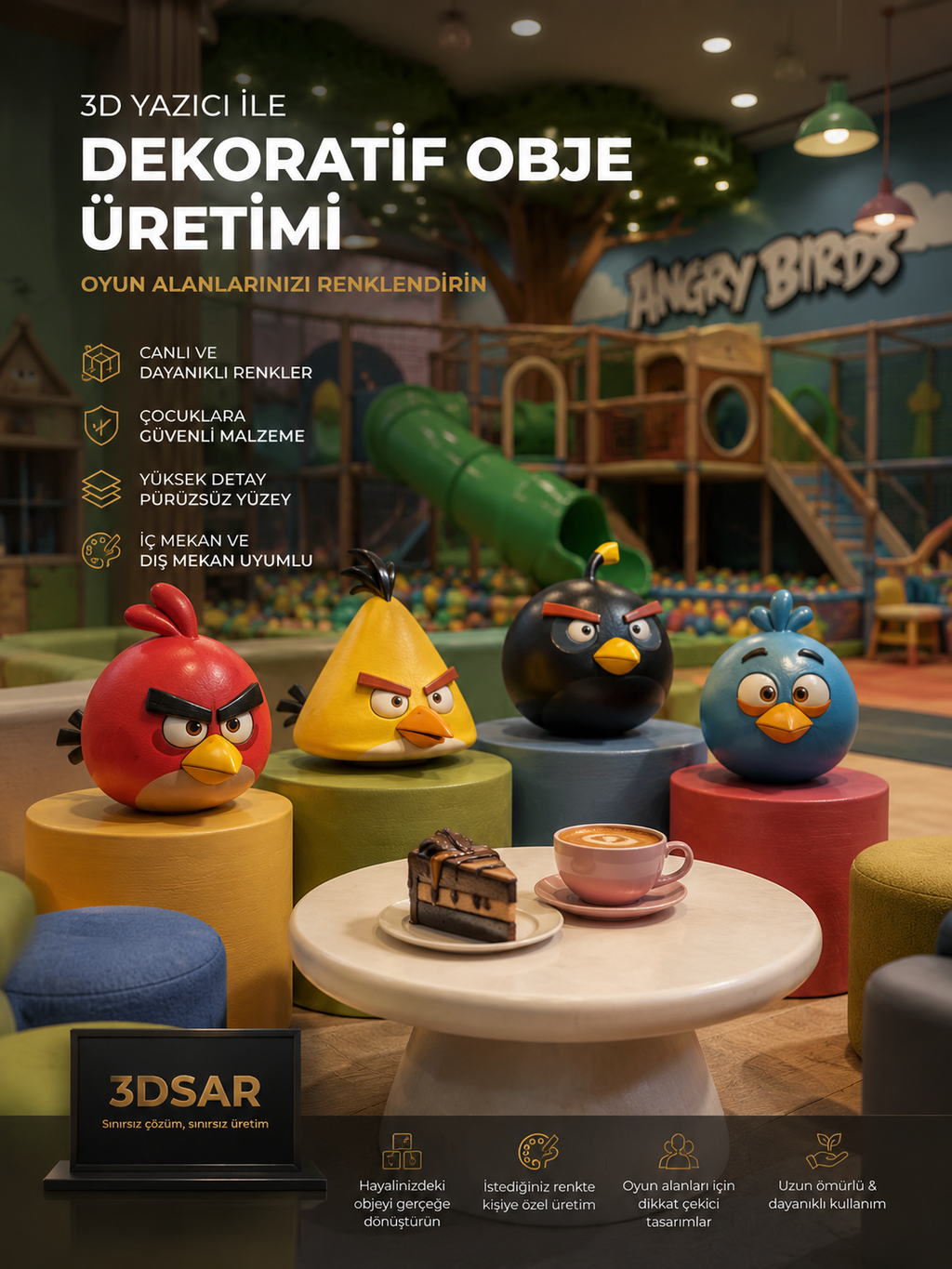 Renkli Kuş Karakter Figürleri | Özel Ölçü 3D Dekor Üretimi - renkli kuş figürü görseli 1