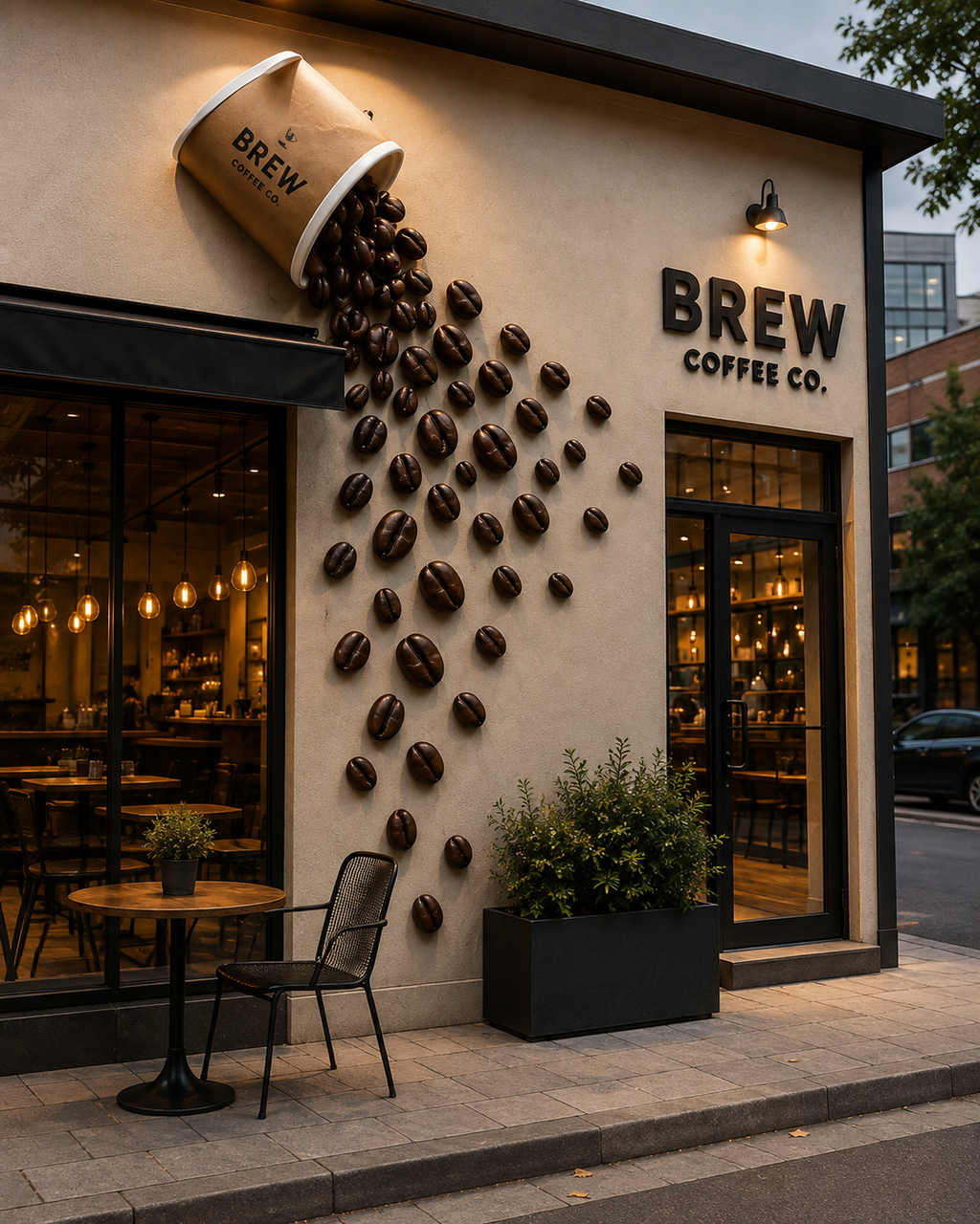 Dev Duvar Kahve Figürleri | Kafe İçin Özel Ölçü 3D Dekor - dev duvar kahve figürü görseli 4