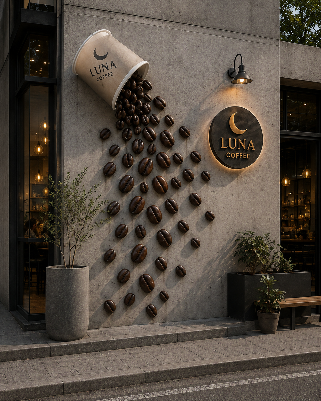 Dev Duvar Kahve Figürleri | Kafe İçin Özel Ölçü 3D Dekor - dev duvar kahve figürü görseli 5