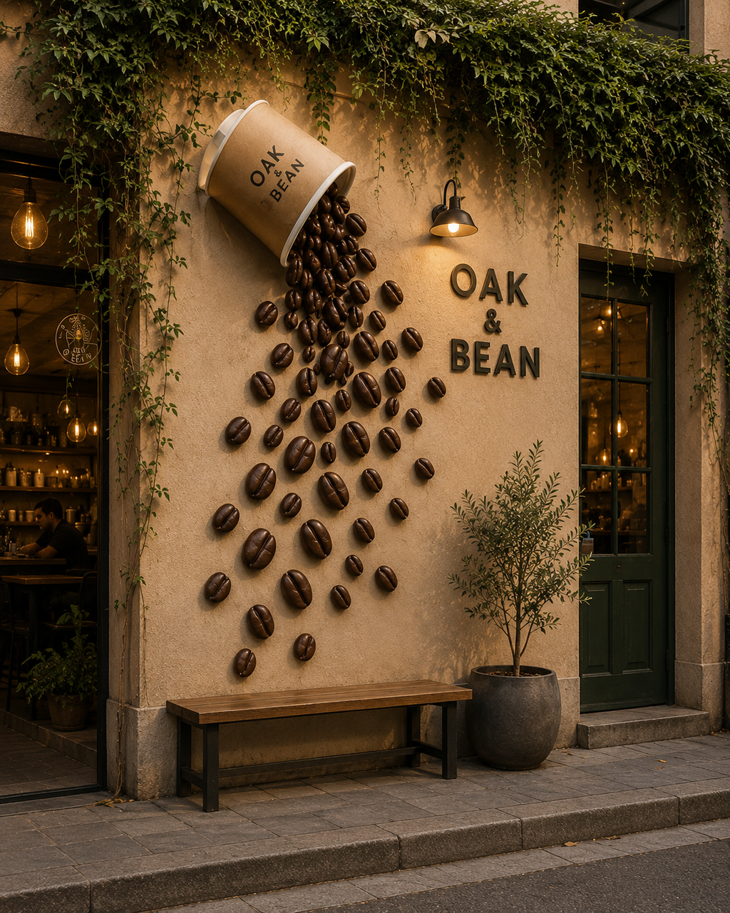Dev Duvar Kahve Figürleri | Kafe İçin Özel Ölçü 3D Dekor - dev duvar kahve figürü görseli 6