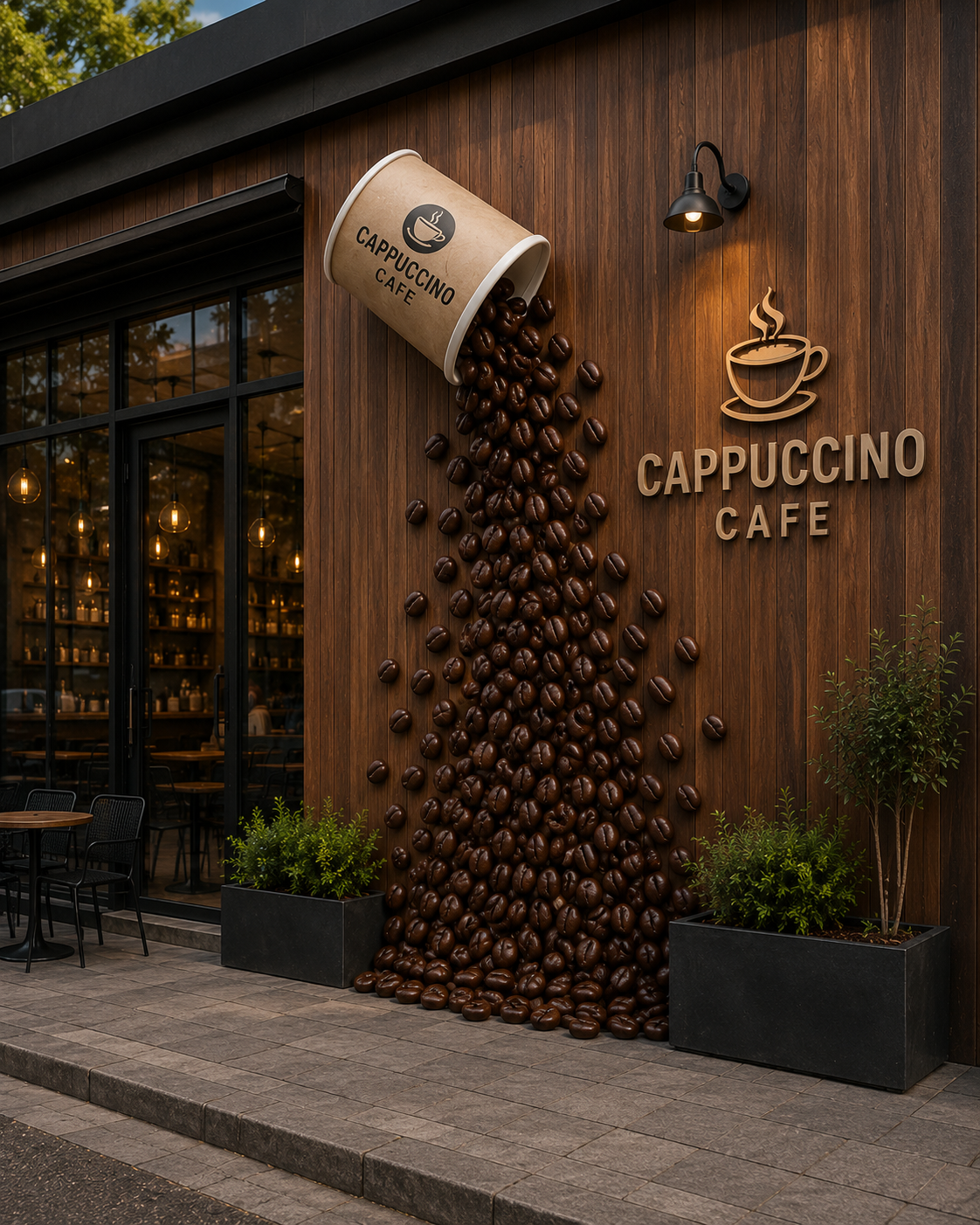 Dev Duvar Kahve Figürleri | Kafe İçin Özel Ölçü 3D Dekor - dev duvar kahve figürü görseli 8