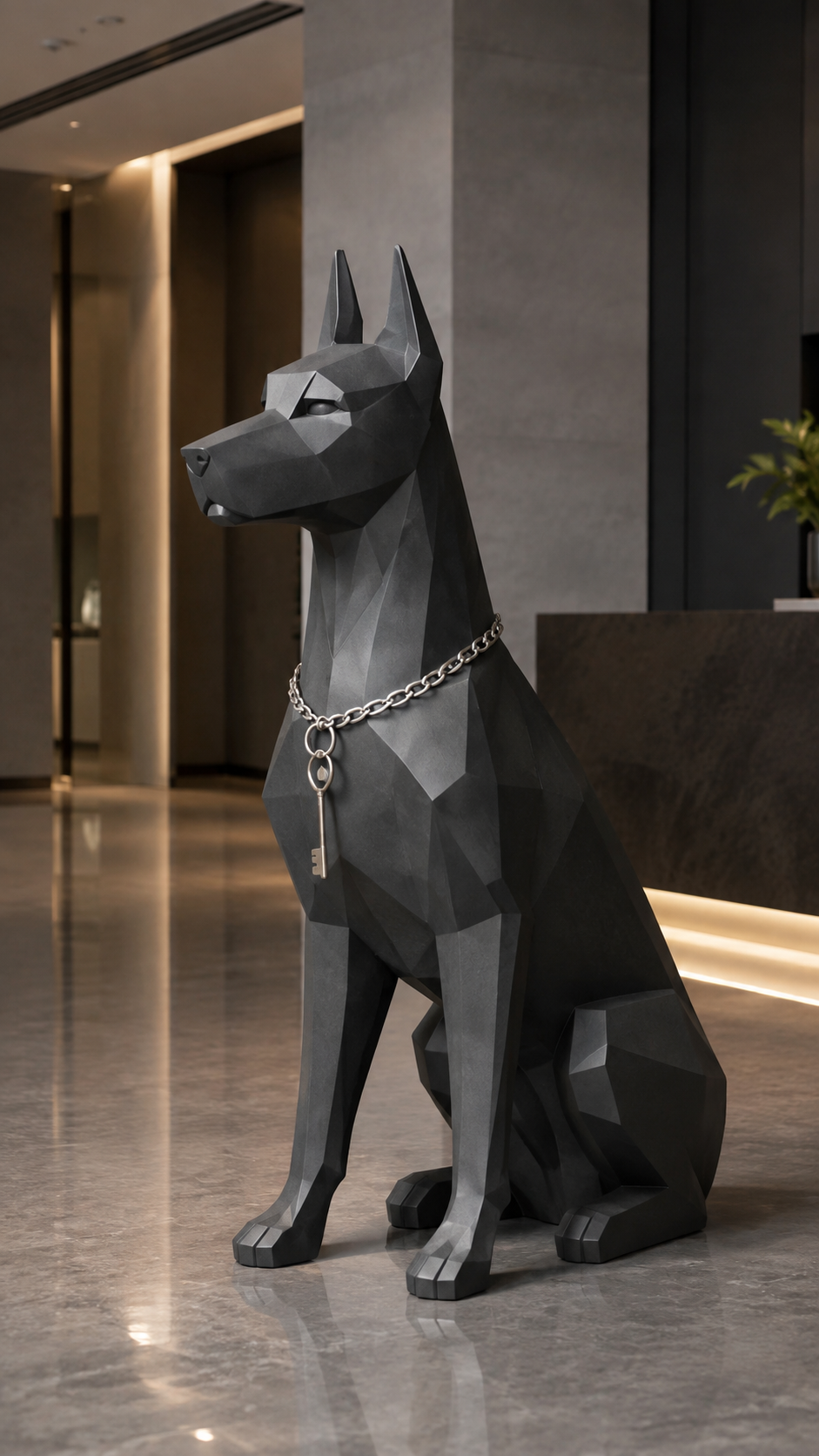 Poligonal Doberman Köpek Heykeli | Low Poly Dekoratif Köpek Figürü
