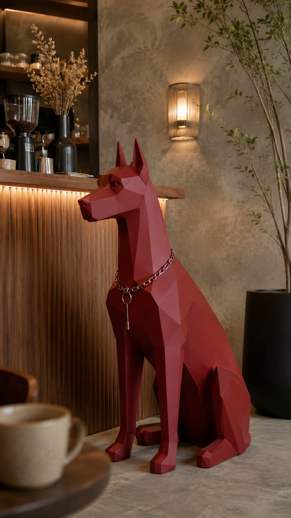 Poligonal Doberman Köpek Heykeli | Low Poly Dekoratif Köpek Figürü