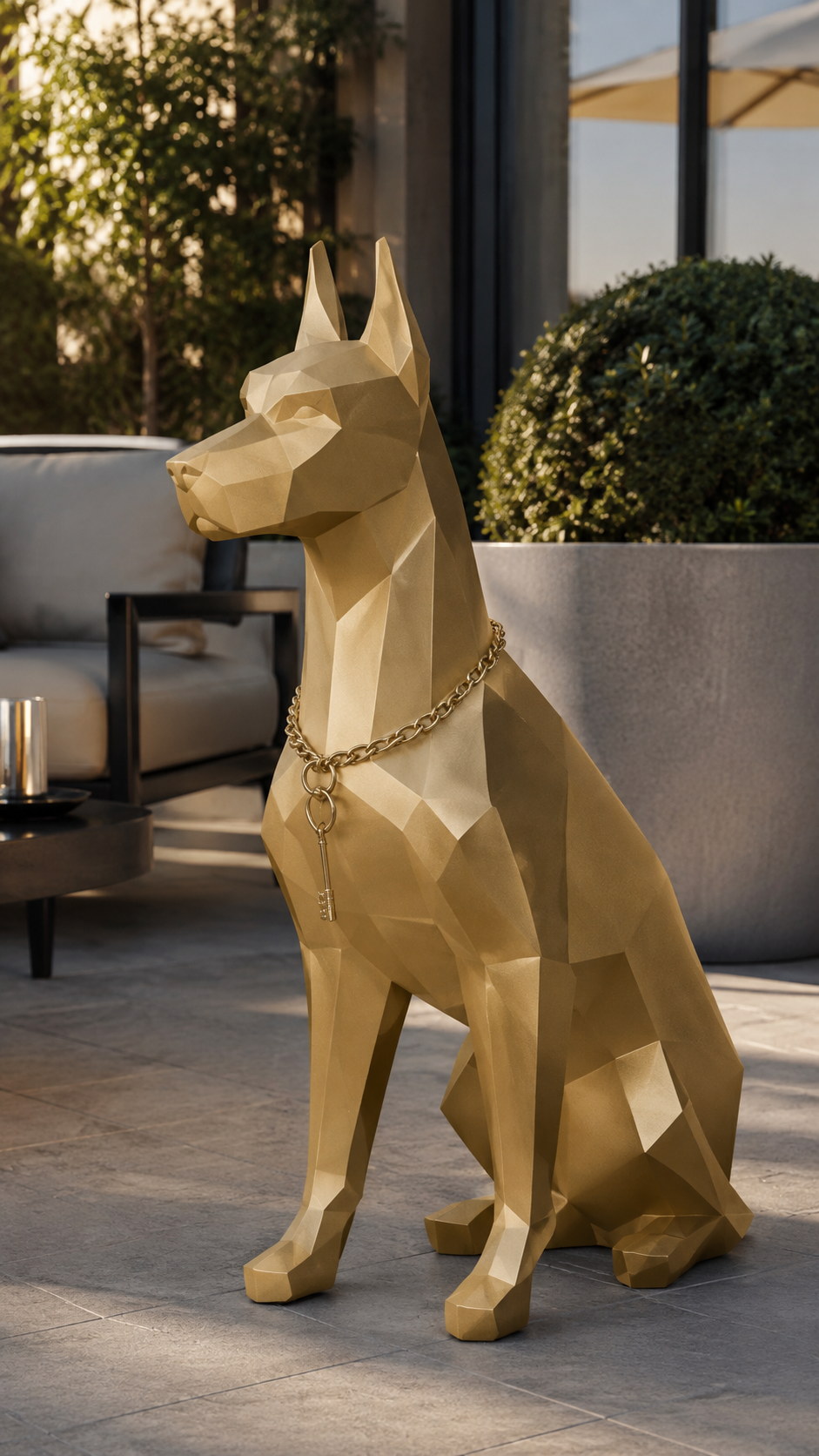 Poligonal Doberman Köpek Heykeli | Low Poly Dekoratif Köpek Figürü