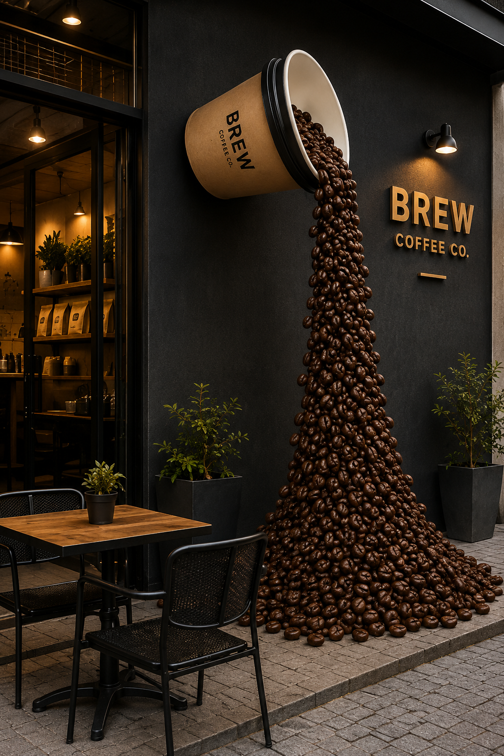 Dev Duvar Kahve Figürleri | Kafe İçin Özel Ölçü 3D Dekor - dev duvar kahve figürü görseli 3