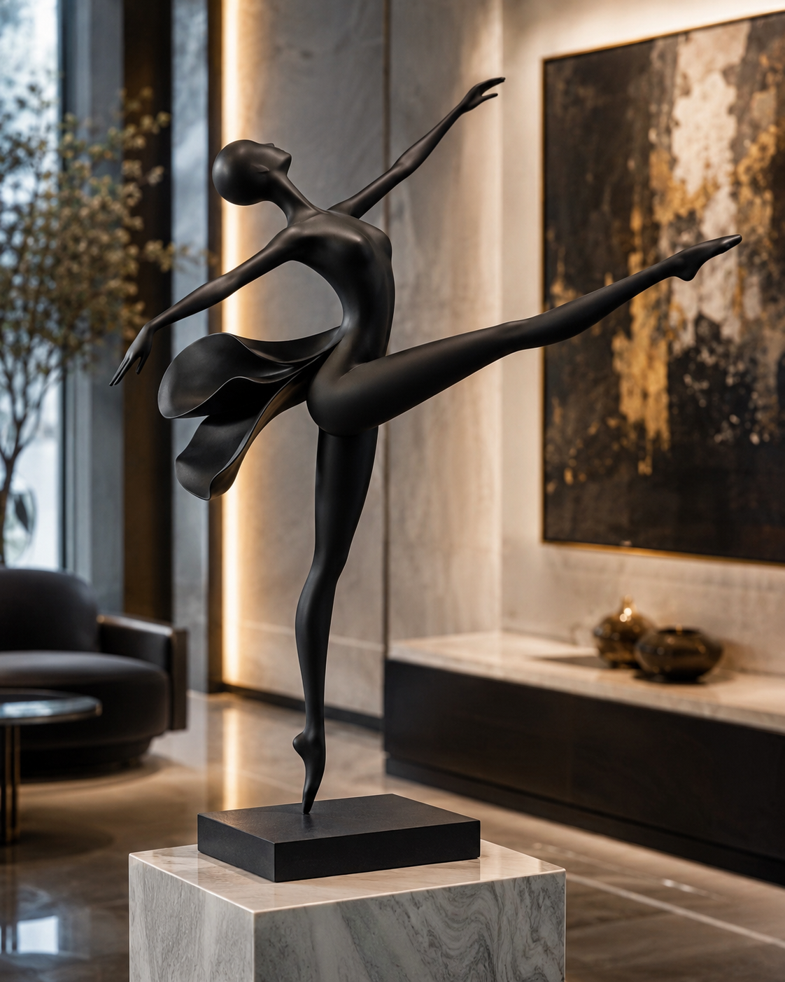 Modern Balerin Heykeli  Dekoratif Dansçı Sanat Figürü