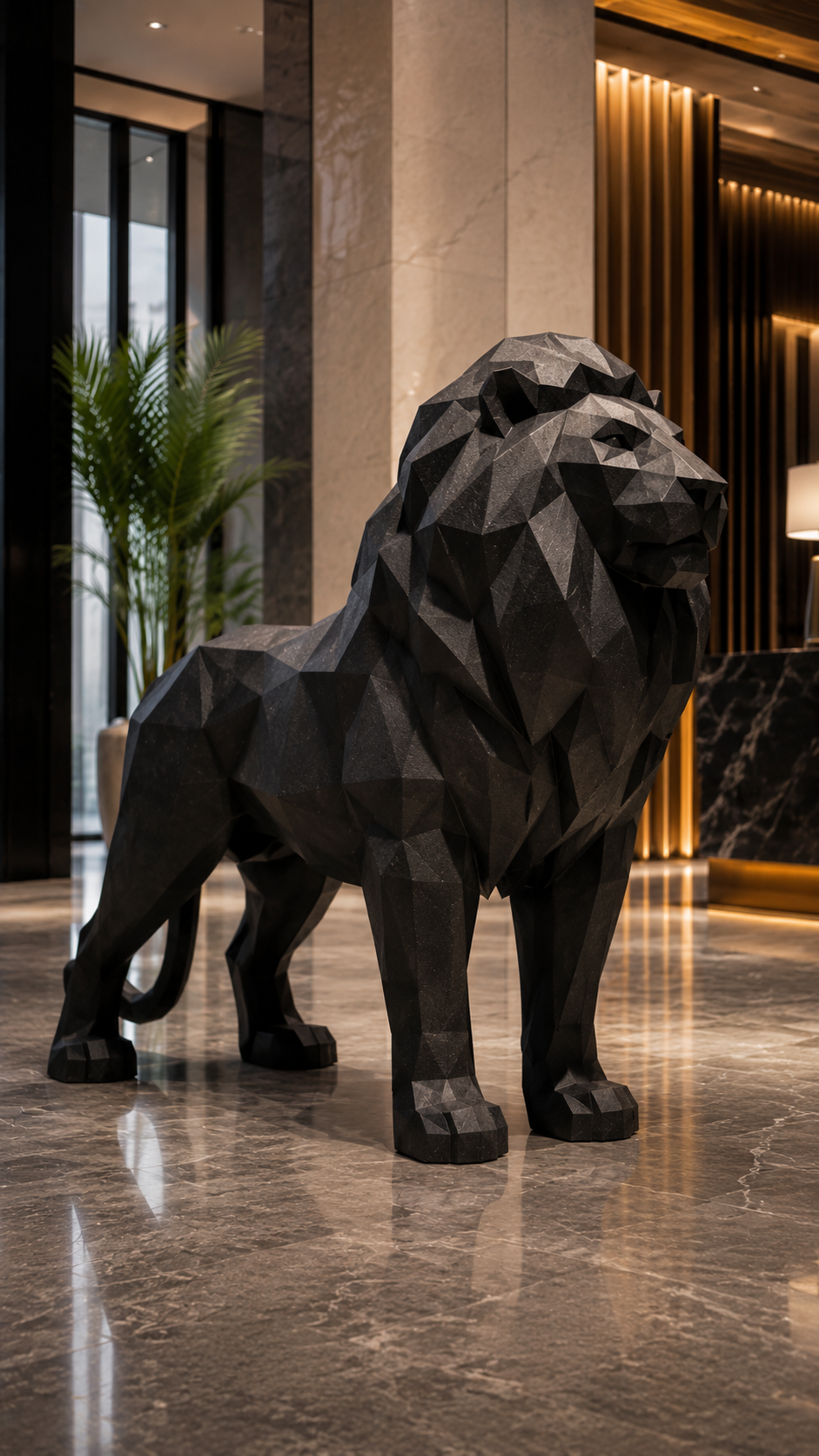 Poligonal Aslan Heykeli  Low Poly Dekoratif Aslan Figürü
