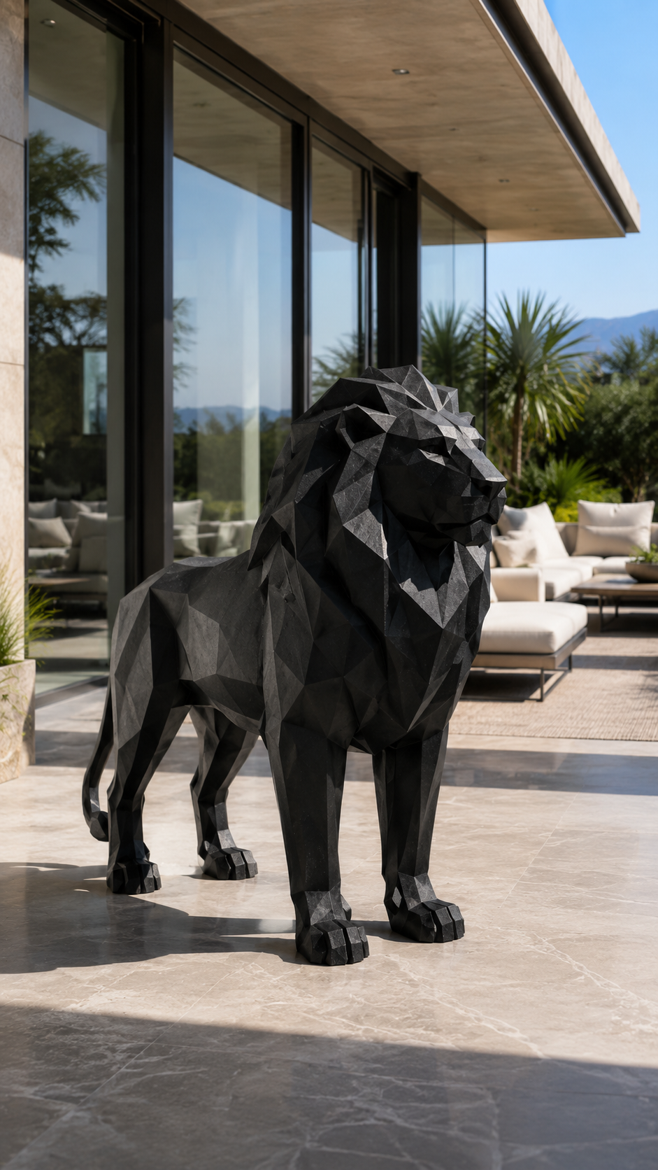 Poligonal Aslan Heykeli  Low Poly Dekoratif Aslan Figürü