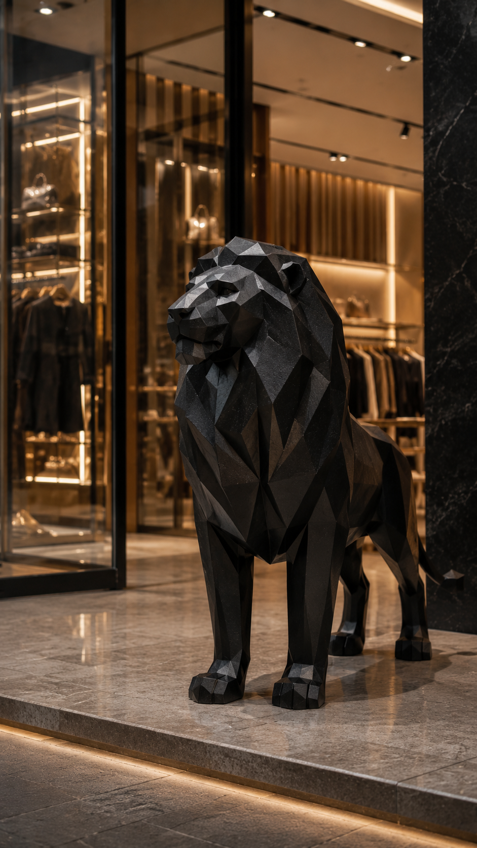 Poligonal Aslan Heykeli  Low Poly Dekoratif Aslan Figürü