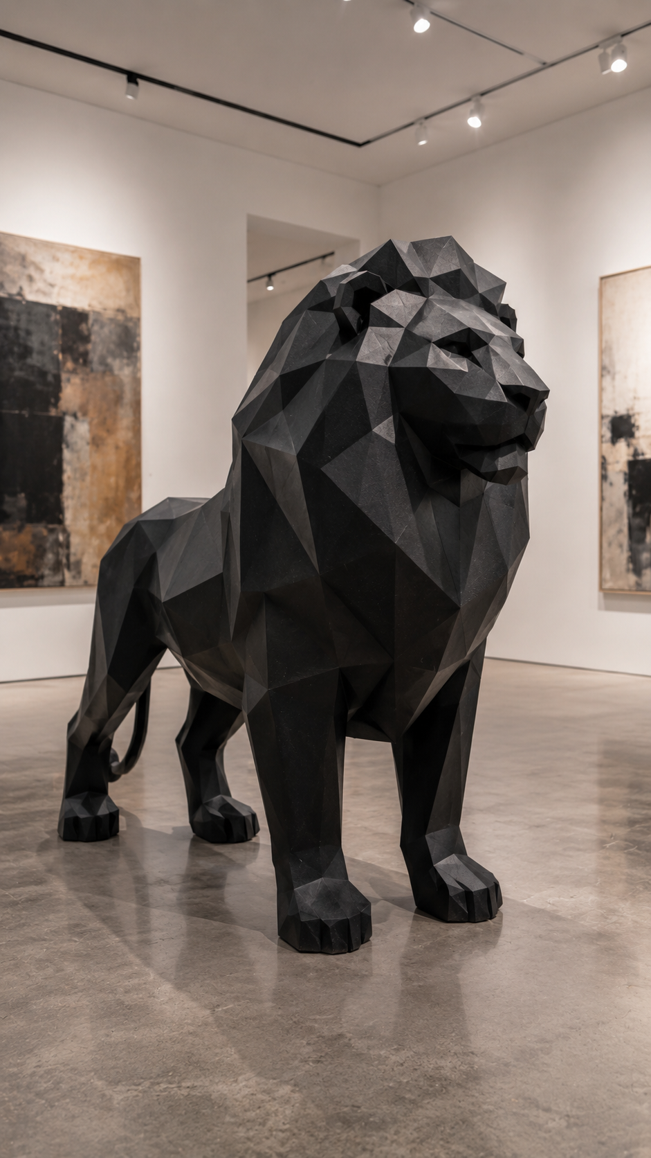 Poligonal Aslan Heykeli  Low Poly Dekoratif Aslan Figürü