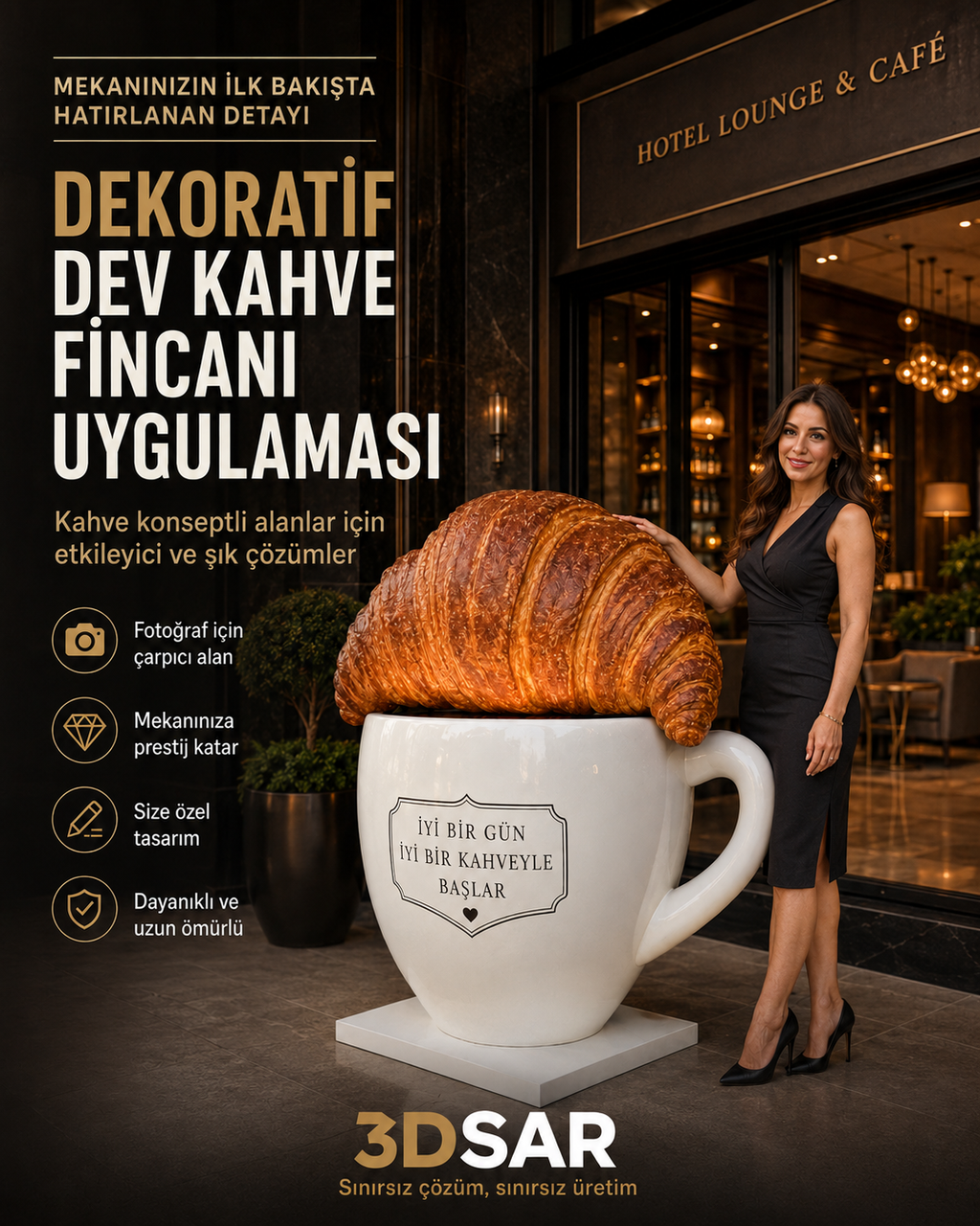 Dev Kruvasan Dekoru | Pastane ve Kafe İçin Özel 3D Üretim - dev kruvasan görseli 4